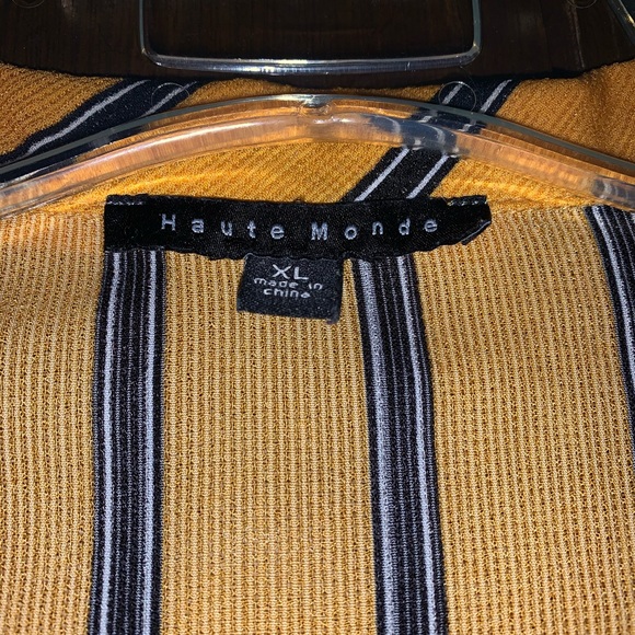 Mustard Stripped Tie Front Blouse - Picture 5 of 7